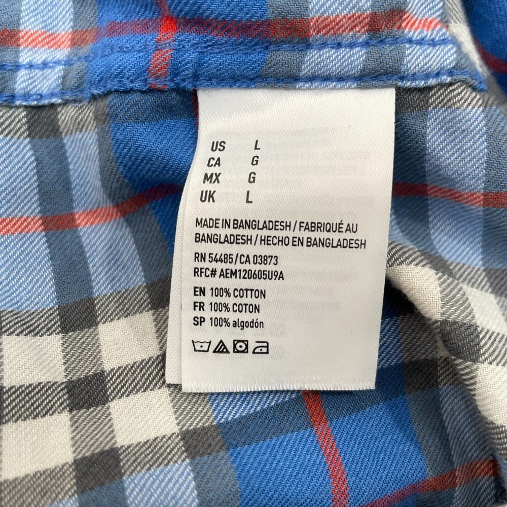 American Eagle Shirt Large Blue Plaid Casual Button-Front Long Sleeve Men's - Picture 12 of 13